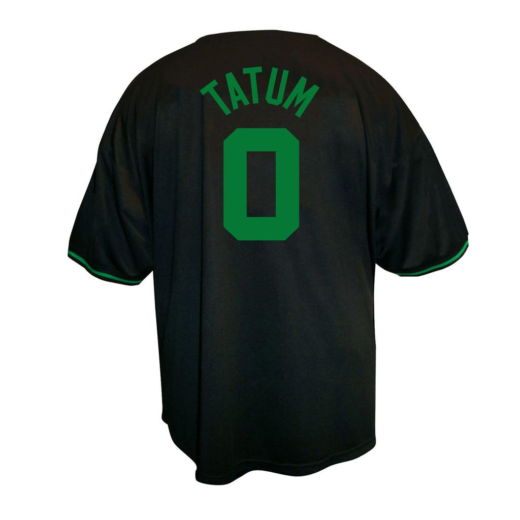 Boston Celtics Jayson Tatum Profile Big & Tall Name & Number Button - Up Jersey - Black