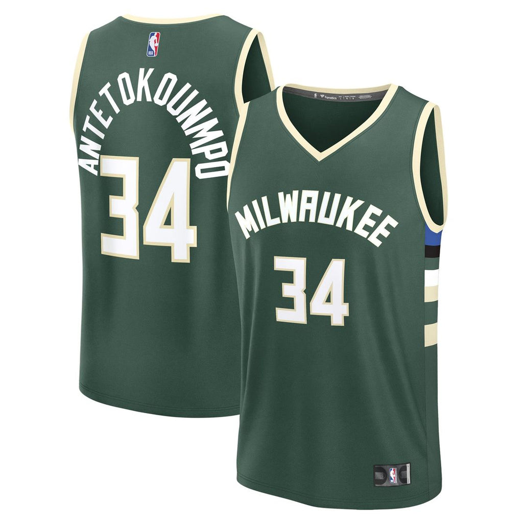 Milwaukee Bucks Giannis Antetokounmpo Fanatics Youth Fast Break Replica Player Jersey - Icon Edition - Hunter Green