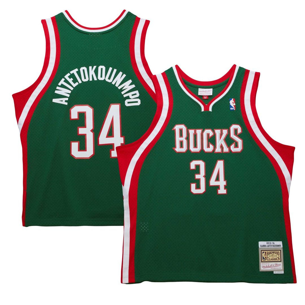 Milwaukee Bucks Giannis Antetokounmpo Mitchell & Ness 2013/14 Hardwood Classics Swingman Jersey - Hunter Green