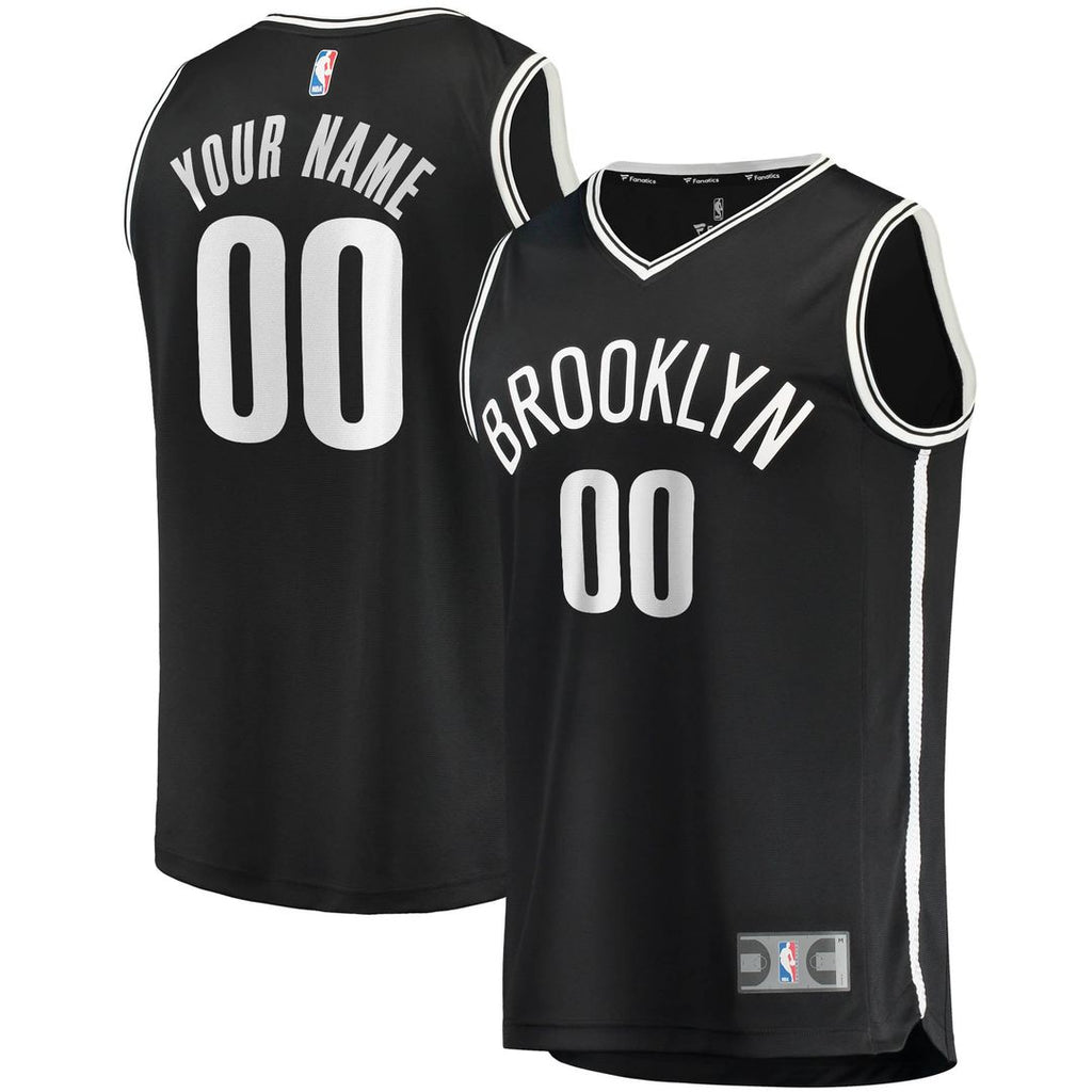 Brooklyn Nets Fanatics Fast Break Custom Replica Jersey Black - Icon Edition