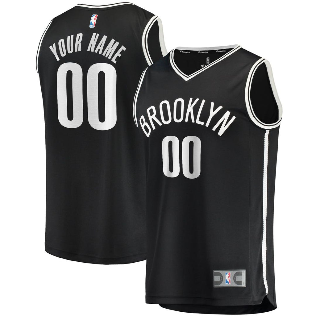 Brooklyn Nets Fanatics Youth Fast Break Custom Replica Jersey Black - Icon Edition