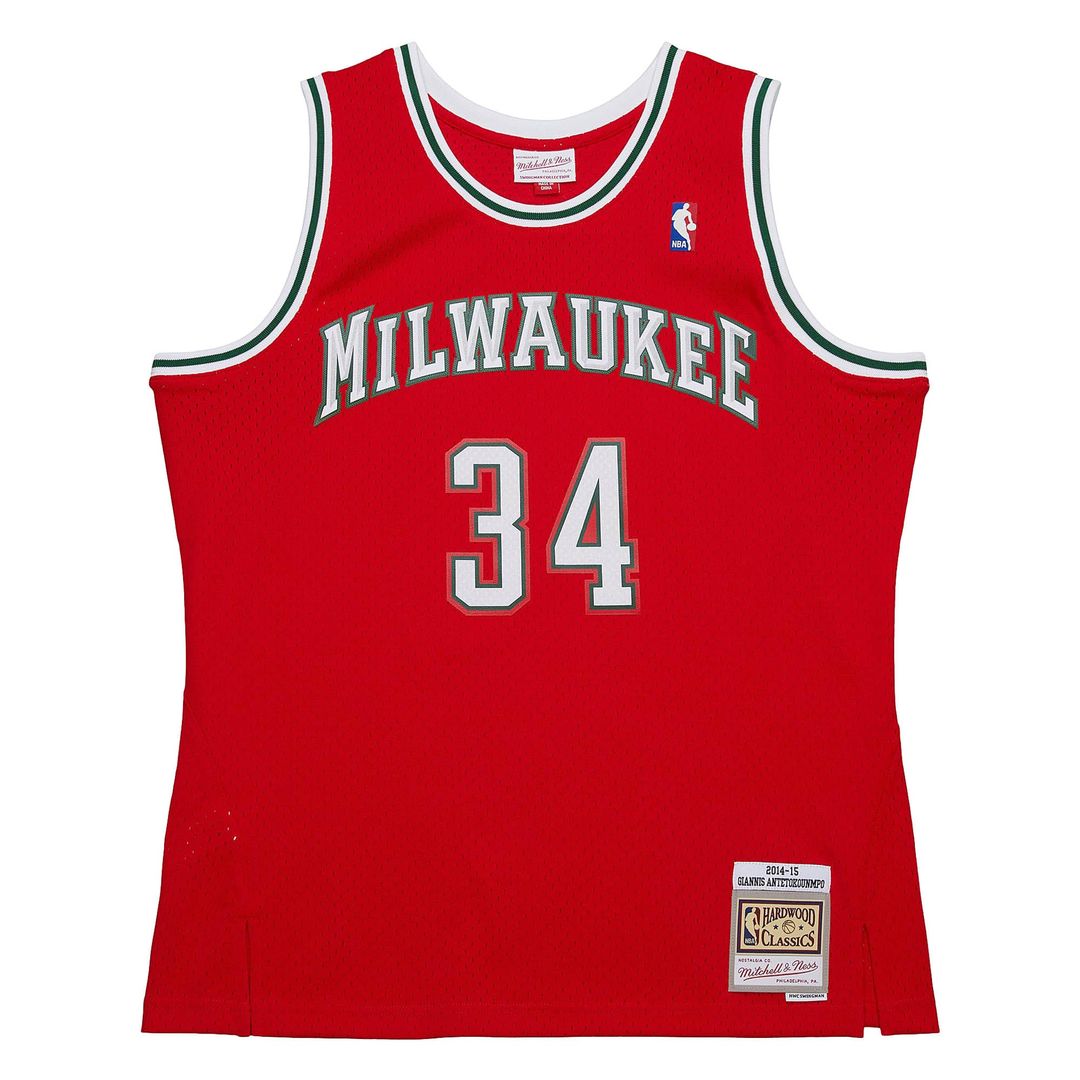 Milwaukee Bucks Giannis Antetokounmpo Mitchell & Ness 2013/14 Hardwood Classics Swingman Jersey - Hunter Green