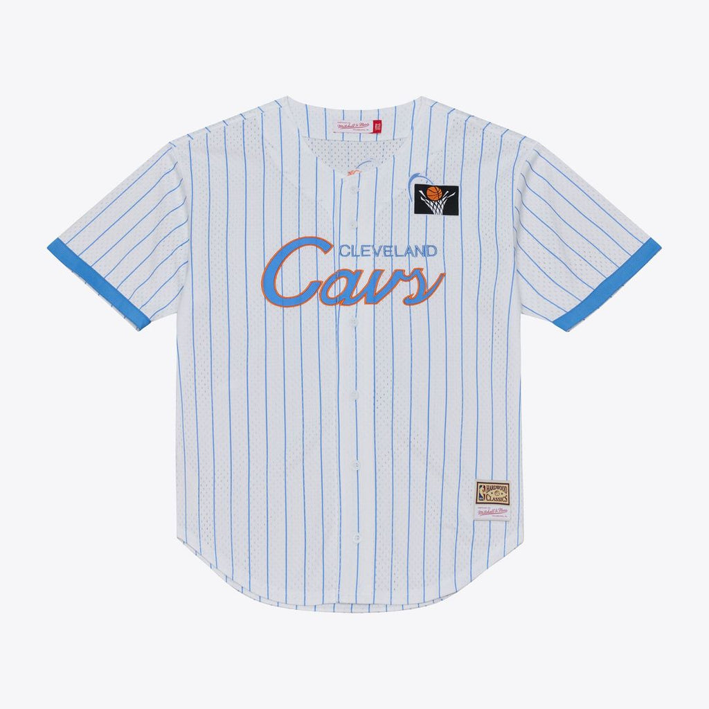 Cleveland Cavaliers Mitchell & Ness Head Coach Pinstripe Mesh Full - Button Baseball Jersey - White