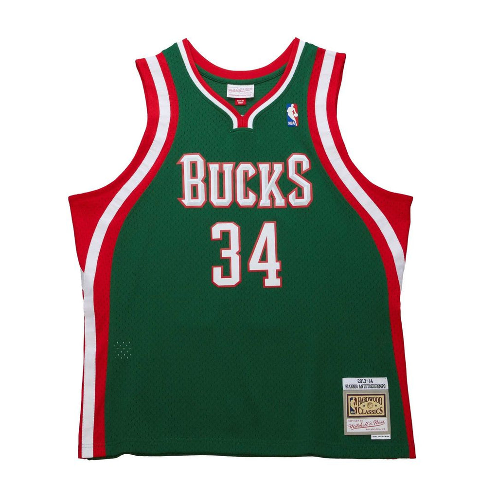 Milwaukee Bucks Giannis Antetokounmpo Mitchell & Ness 2013/14 Hardwood Classics Swingman Jersey - Hunter Green