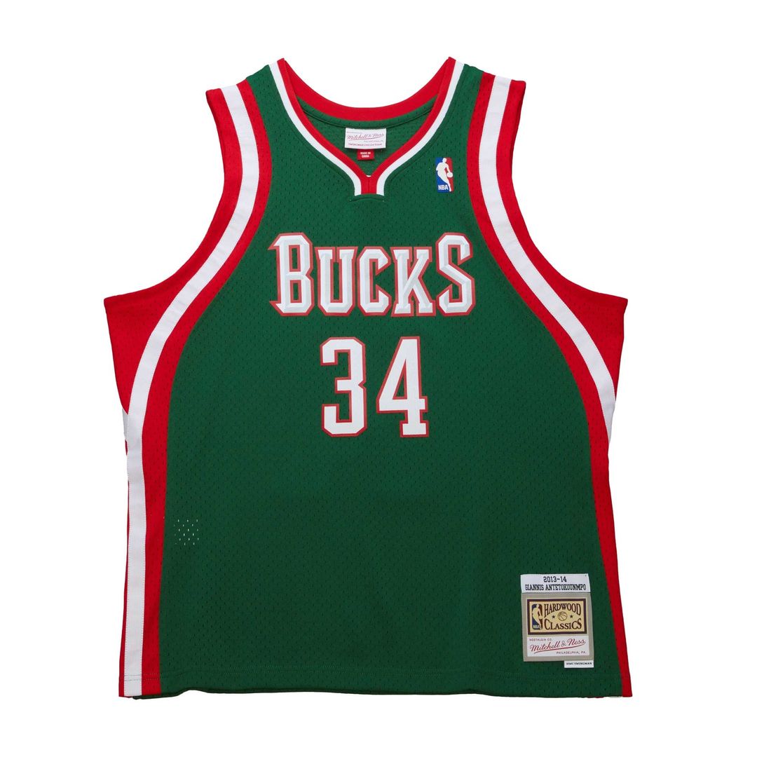 Milwaukee Bucks Giannis Antetokounmpo Mitchell & Ness 2013/14 Hardwood Classics Swingman Jersey - Hunter Green