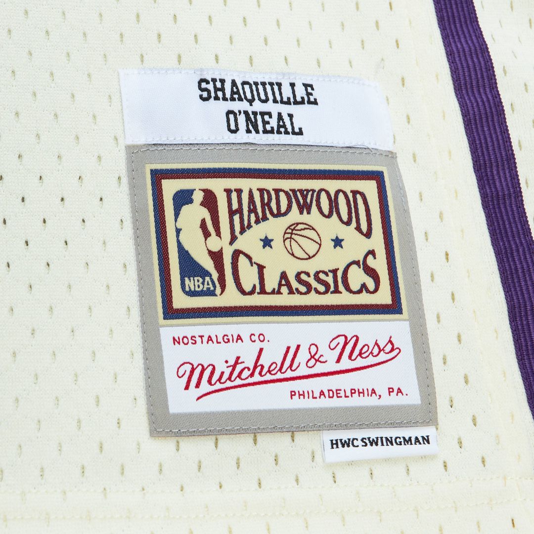 Los Angeles Lakers Shaquille O'Neal Mitchell & Ness Chainstitch Swingman Jersey - Cream