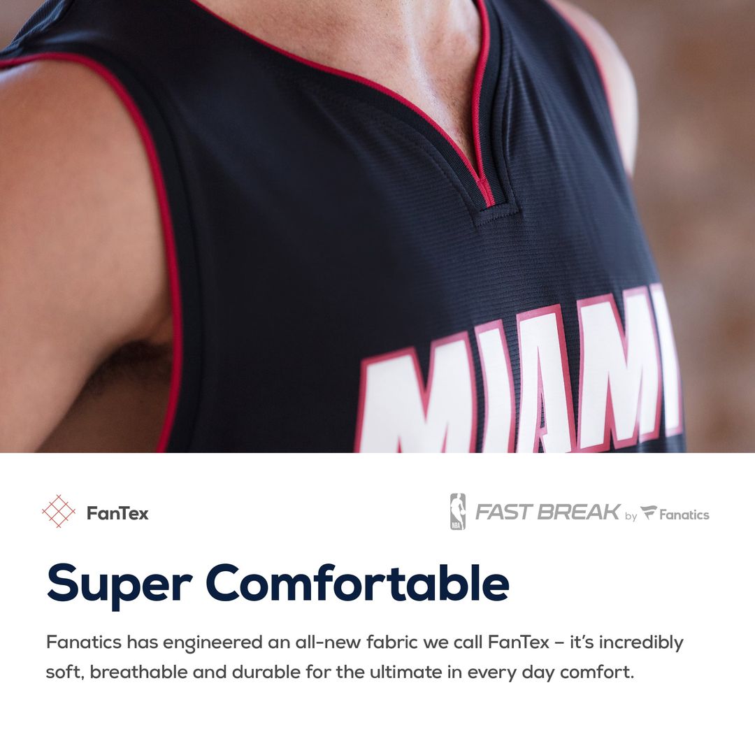 Miami Heat Fanatics Youth Fast Break Custom Replica Jersey Black - Icon Edition