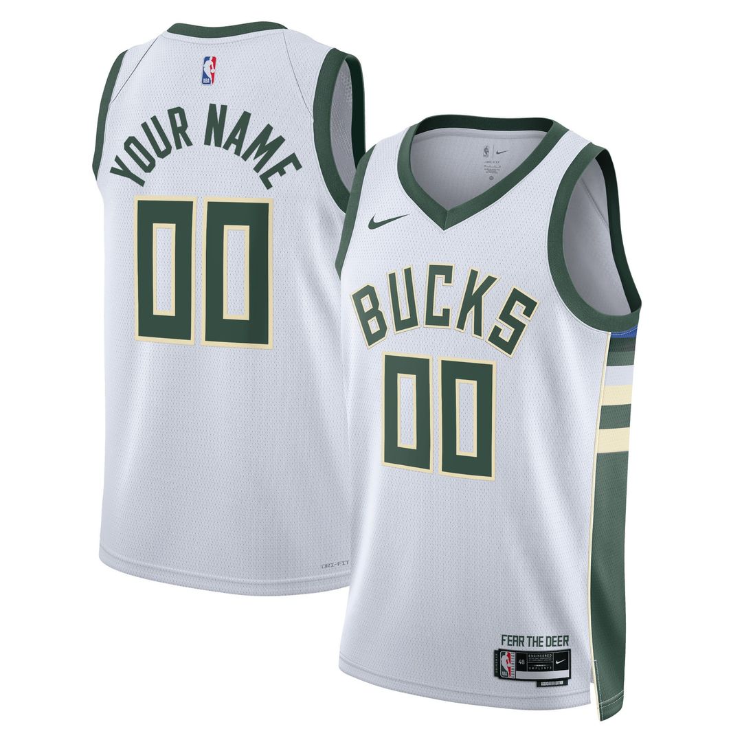 Milwaukee Bucks Nike Unisex Swingman Custom Jersey White - Association Edition