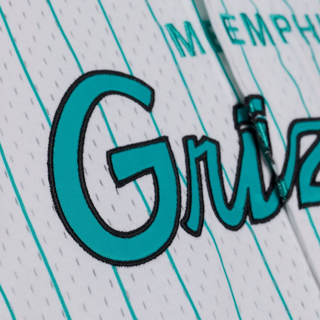 Memphis Grizzlies Mitchell & Ness Head Coach Pinstripe Mesh Full - Button Baseball Jersey - White