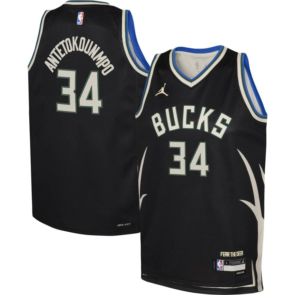 Milwaukee Bucks Giannis Antetokounmpo Jordan Brand Youth Swingman Jersey - Statement Edition - Black