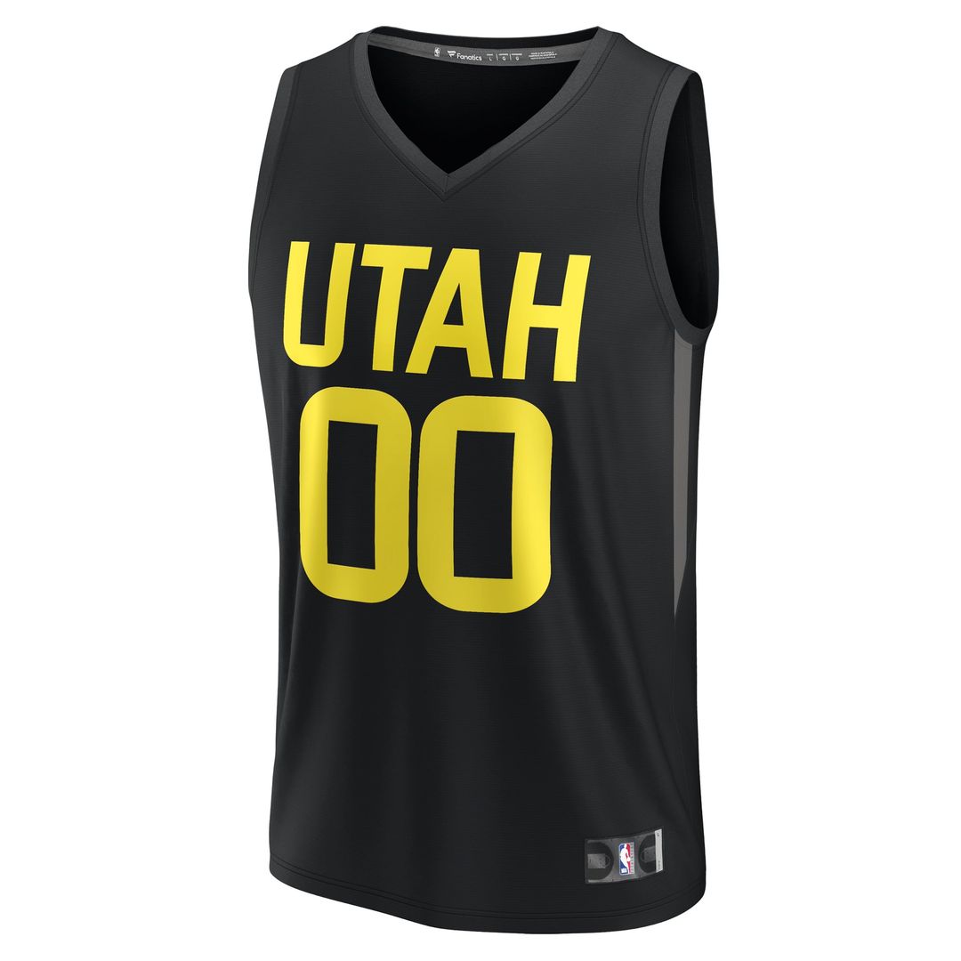 Utah Jazz Fanatics Youth Fast Break Replica Custom Jersey - Statement Edition - Black