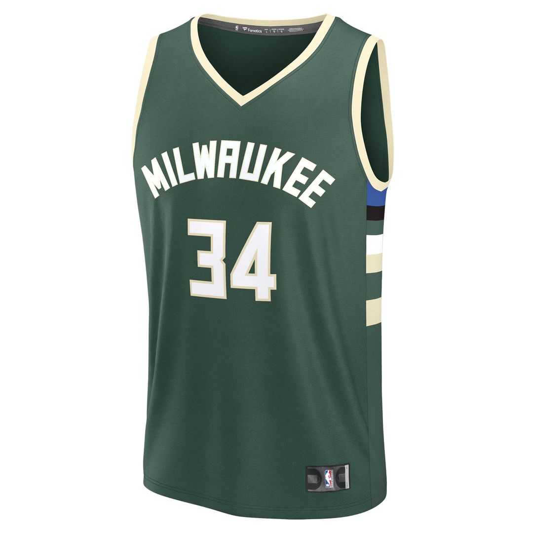 Milwaukee Bucks Giannis Antetokounmpo Fanatics Fast Break Replica Player Jersey - Icon Edition - Hunter Green