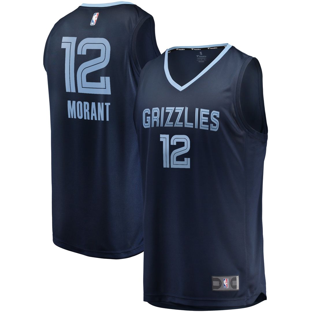 Memphis Grizzlies Ja Morant Fanatics Fast Break Replica Jersey Navy - Icon Edition