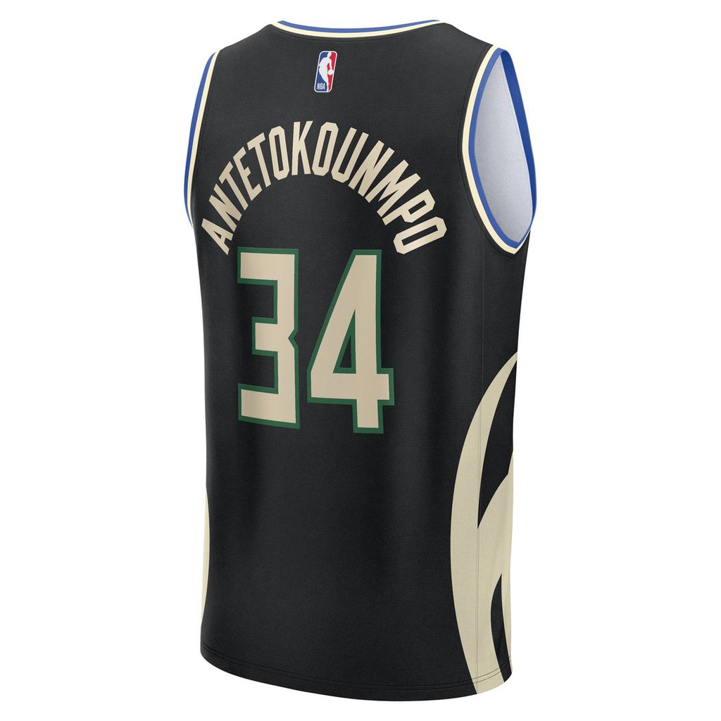 Milwaukee Bucks Giannis Antetokounmpo Fanatics Youth Fast Break Replica Player Jersey - Statement Edition - Black