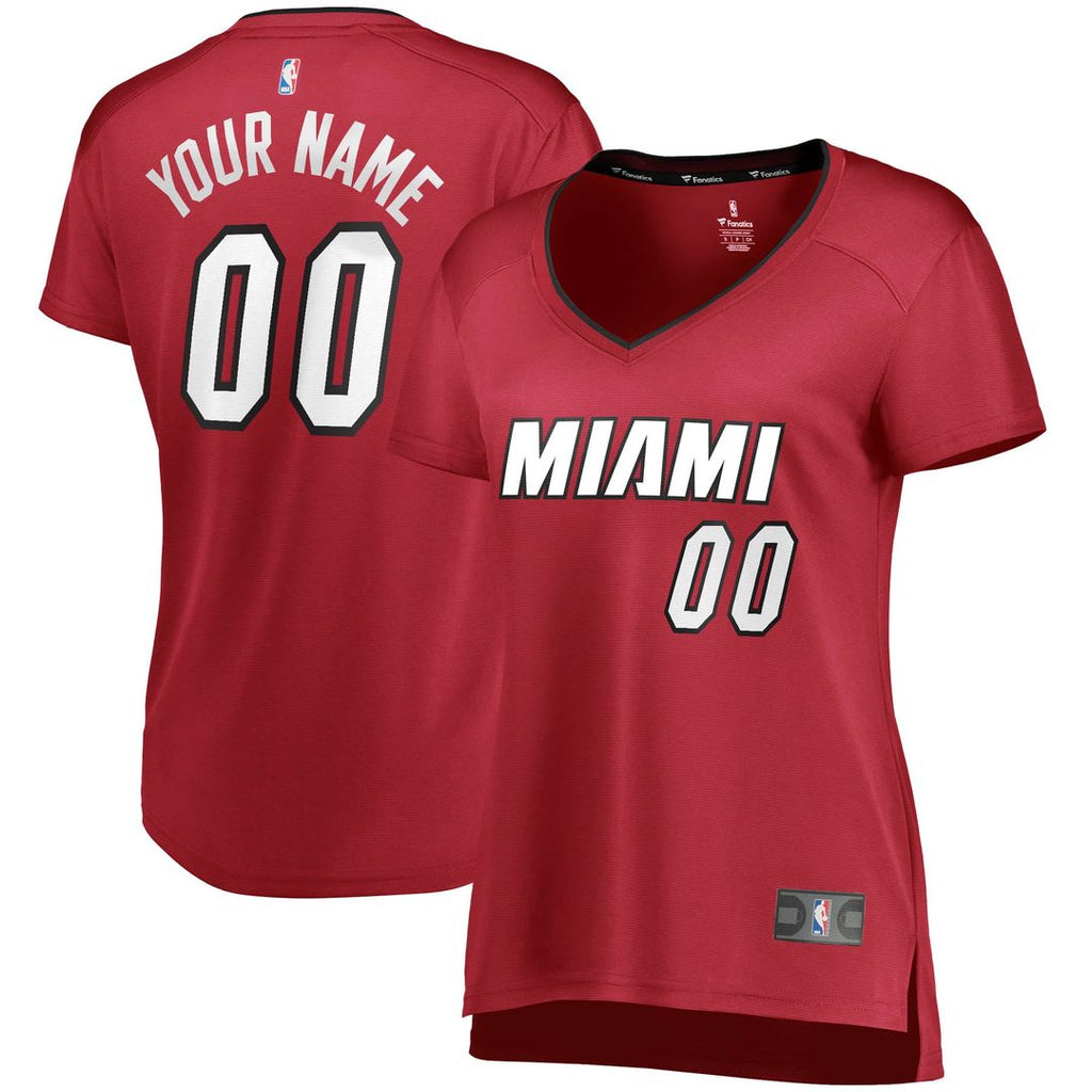 Miami Heat Fanatics Women's Fast Break Replica Custom Jersey Wine - Statement Edition