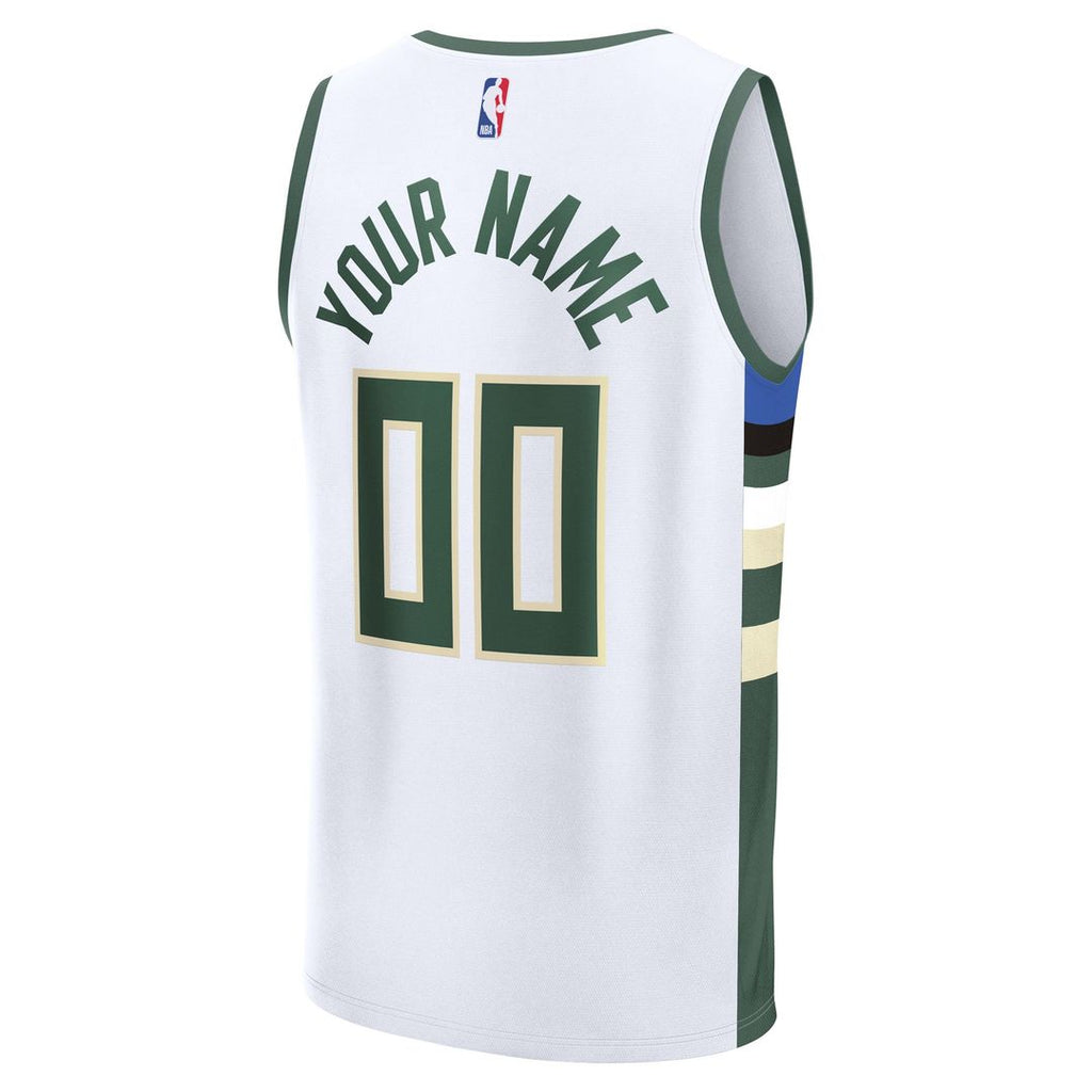 Milwaukee Bucks Fanatics Fast Break Custom Jersey - Association Edition - White