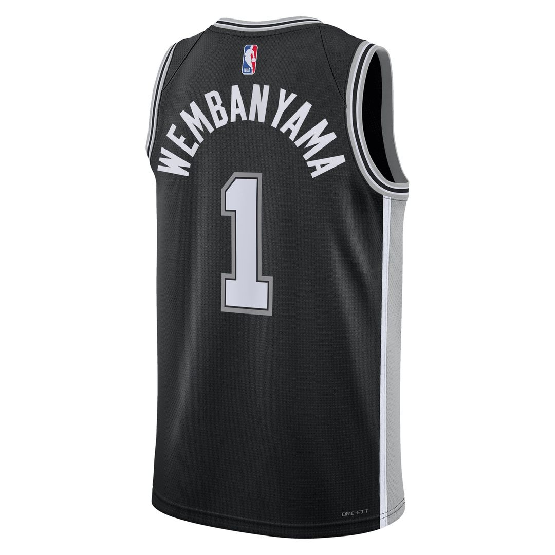 San Antonio Spurs Victor Wembanyama Nike Unisex Swingman Jersey - Icon Edition - Black