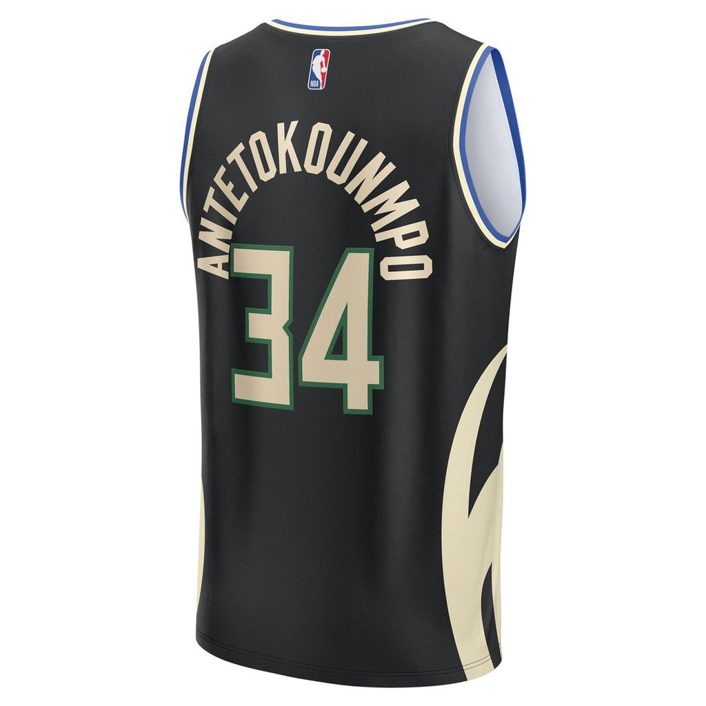 Milwaukee Bucks Giannis Antetokounmpo Fanatics Youth Fast Break Replica Player Jersey - Statement Edition - Black
