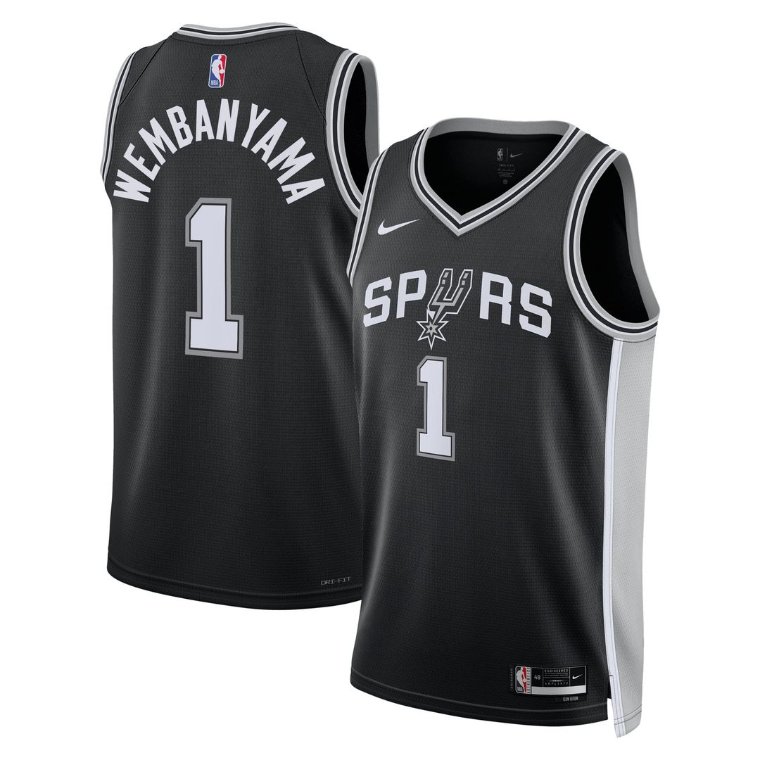 San Antonio Spurs Victor Wembanyama Nike Unisex Swingman Jersey - Icon Edition - Black