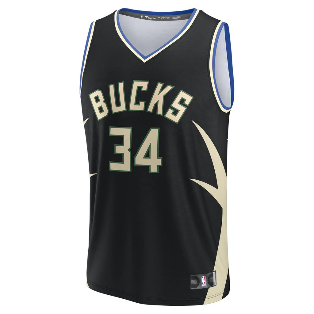Milwaukee Bucks Giannis Antetokounmpo Fanatics Fast Break Replica Player Jersey - Statement Edition - Black